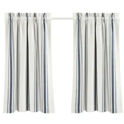 Curtains & Drapes-Kirkland's Home White Stripe Cafe Curtain Panel Set, 36 In. Gray