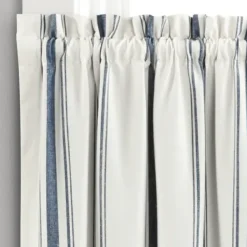 Curtains & Drapes-Kirkland's Home White Stripe Cafe Curtain Panel Set, 36 In. Gray