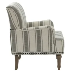 Accent Chairs-Kirkland's Home White Stripe Upholstered Accent Chair Gray