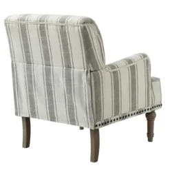 Accent Chairs-Kirkland's Home White Stripe Upholstered Accent Chair Gray