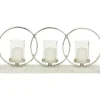 Candle Holders-Kirkland's Home White Terrazzo Candle Holder Runner White/Silver