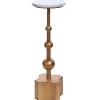 Accent & End Tables-Kirkland's Home White Terrazzo Top And Base Accent Table Gold