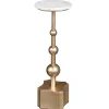 Accent & End Tables-Kirkland's Home White Terrazzo Top And Base Accent Table Silver