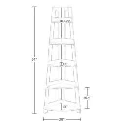 Bookshelves-Kirkland's Home White 5-Tier Corner Ladder Bookshelf