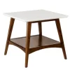 Accent & End Tables-Kirkland's Home White Top And Pecan Wood Mid-Century Modern Table Brown