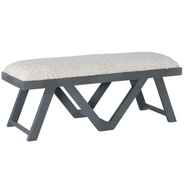 Benches & Ottomans-Kirkland's Home White Upholstered Seat And Blue Wood Bench Blue/White