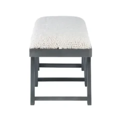 Benches & Ottomans-Kirkland's Home White Upholstered Seat And Blue Wood Bench Blue/White