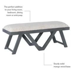 Benches & Ottomans-Kirkland's Home White Upholstered Seat And Blue Wood Bench Blue/White