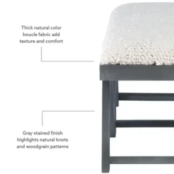 Benches & Ottomans-Kirkland's Home White Upholstered Seat And Blue Wood Bench Blue/White