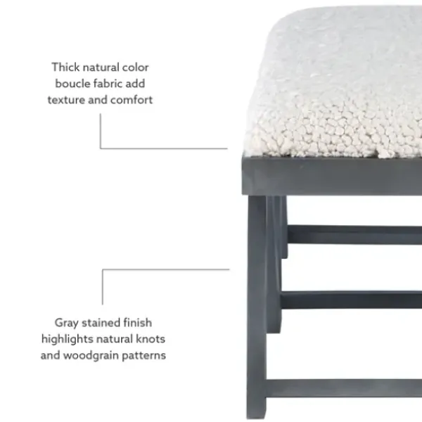 Benches & Ottomans-Kirkland's Home White Upholstered Seat And Blue Wood Bench Blue/White