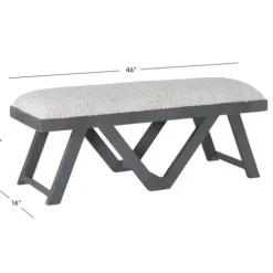 Benches & Ottomans-Kirkland's Home White Upholstered Seat And Blue Wood Bench Blue/White