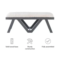 Benches & Ottomans-Kirkland's Home White Upholstered Seat And Blue Wood Bench Blue/White
