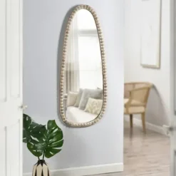 Decorative Mirrors-Kirkland's Home White Washed Abstract Shape Wall Mirror