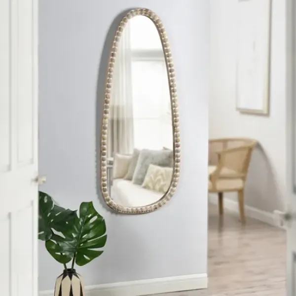 Decorative Mirrors-Kirkland's Home White Washed Abstract Shape Wall Mirror
