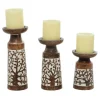 Candle Holders-Kirkland's Home White Washed Botanical Candle Holders, Set Of 3 White/Brown