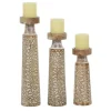 Candle Holders-Kirkland's Home White Washed Floral Wood Candle Holders, Set Of 3 White/Brown