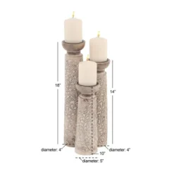 Candle Holders-Kirkland's Home White Washed Floral Wood Candle Holders, Set Of 3 White/Brown