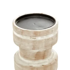 Candle Holders-Kirkland's Home White Washed Wood Column Candle Holders, Set Of 3 White/Brown/Tan