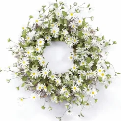 Wreaths-Kirkland's Home White Wild Daisies Wreath White/Green