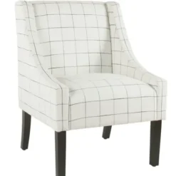Accent Chairs-Kirkland's Home White Windowpane Modern Swoop Accent Chair White/Black