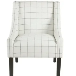 Accent Chairs-Kirkland's Home White Windowpane Modern Swoop Accent Chair White/Black