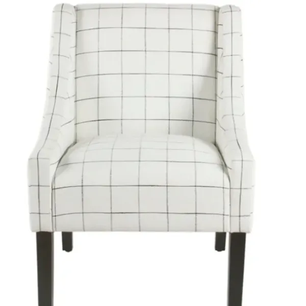 Accent Chairs-Kirkland's Home White Windowpane Modern Swoop Accent Chair White/Black