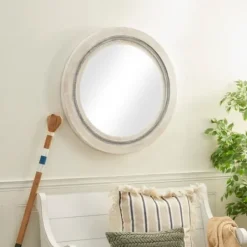 Decorative Mirrors-Kirkland's Home White Wood Aislinn Wall Mirror