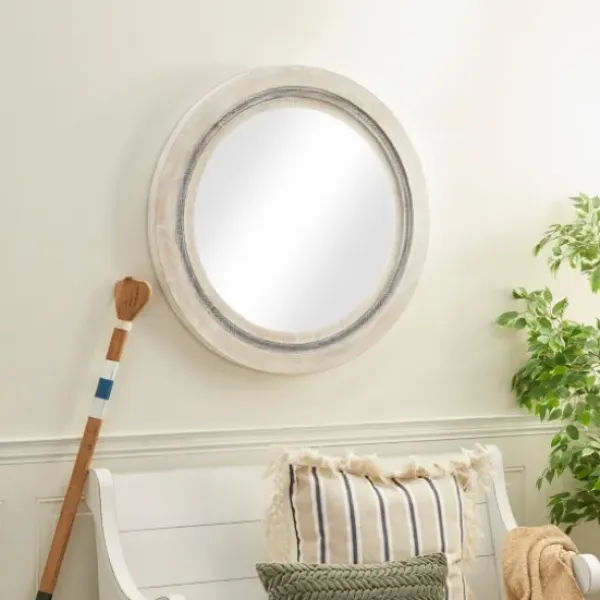 Decorative Mirrors-Kirkland's Home White Wood Aislinn Wall Mirror