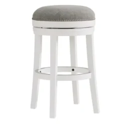Bar Stools & Counter Height Stools-Kirkland's Home White Wood Backless Swivel 2-Pc. Bar Stool Set Gray