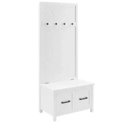 Entryway Furniture-Kirkland's Home White Wood Herringbone Hall Tree