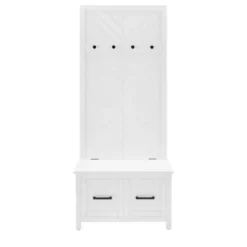 Entryway Furniture-Kirkland's Home White Wood Herringbone Hall Tree