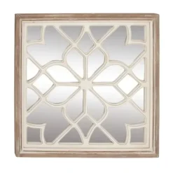 Decorative Mirrors-Kirkland's Home White Wood Lattice Overlay Mirror, 30X30 In.