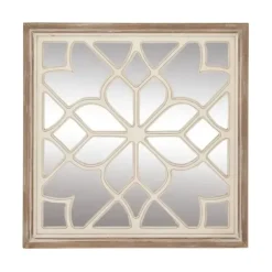 Decorative Mirrors-Kirkland's Home White Wood Lattice Overlay Mirror, 30X30 In.
