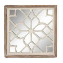 Decorative Mirrors-Kirkland's Home White Wood Lattice Overlay Mirror, 30X30 In.