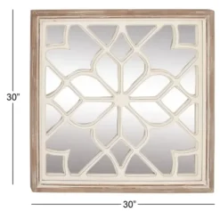 Decorative Mirrors-Kirkland's Home White Wood Lattice Overlay Mirror, 30X30 In.