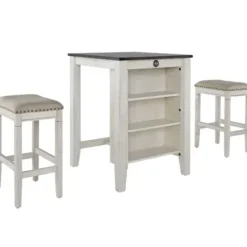Kitchen Islands & Bar Carts-Kirkland's Home White Wood Linen 3-Pc. Usb Island And Stool Set