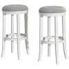 Bar Stools & Counter Height Stools-Kirkland's Home White Wood Linen Upholstered 2-Pc. Bar Stool Set Gray
