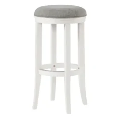 Bar Stools & Counter Height Stools-Kirkland's Home White Wood Linen Upholstered 2-Pc. Bar Stool Set Gray