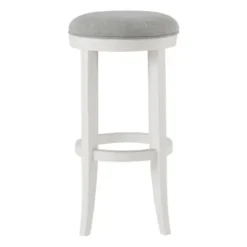 Bar Stools & Counter Height Stools-Kirkland's Home White Wood Linen Upholstered 2-Pc. Bar Stool Set Gray
