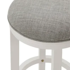 Bar Stools & Counter Height Stools-Kirkland's Home White Wood Linen Upholstered 2-Pc. Bar Stool Set Gray