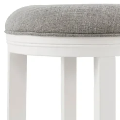 Bar Stools & Counter Height Stools-Kirkland's Home White Wood Linen Upholstered 2-Pc. Bar Stool Set Gray