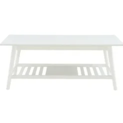 Coffee Tables-Kirkland's Home White Wood Midcentury Coffee Table