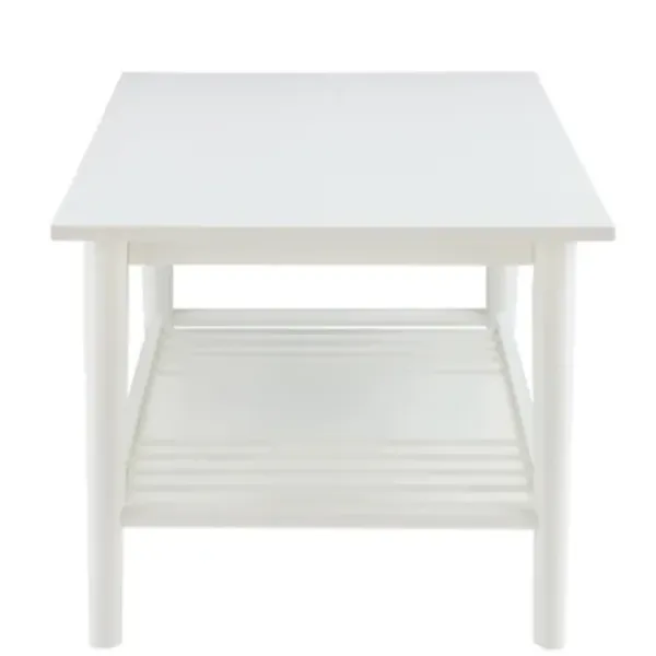 Coffee Tables-Kirkland's Home White Wood Midcentury Coffee Table