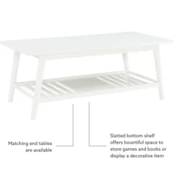 Coffee Tables-Kirkland's Home White Wood Midcentury Coffee Table