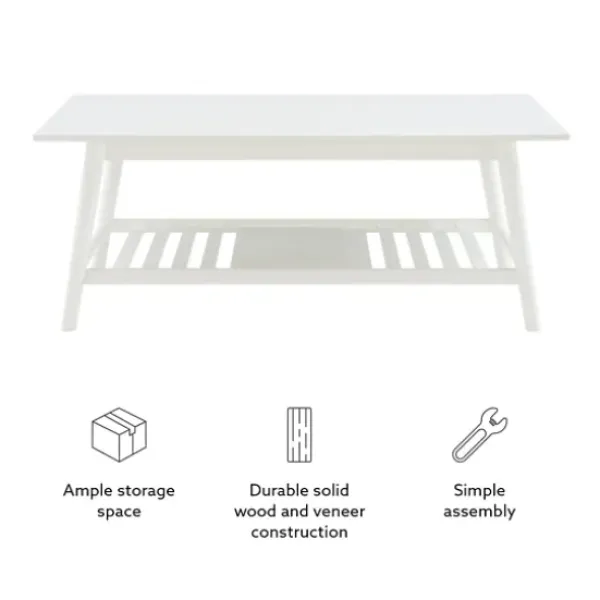 Coffee Tables-Kirkland's Home White Wood Midcentury Coffee Table