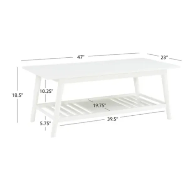 Coffee Tables-Kirkland's Home White Wood Midcentury Coffee Table