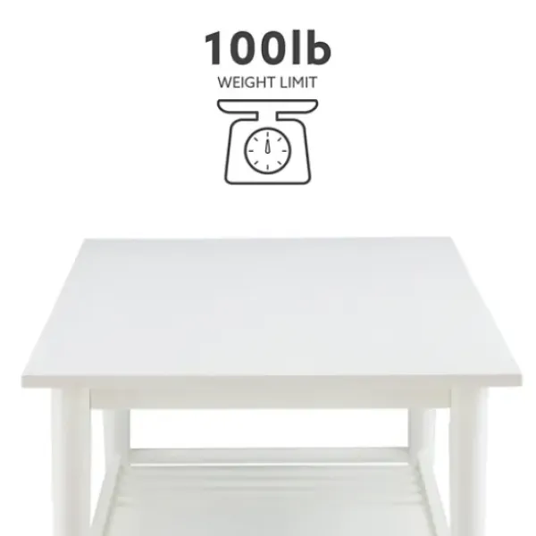Coffee Tables-Kirkland's Home White Wood Midcentury Coffee Table