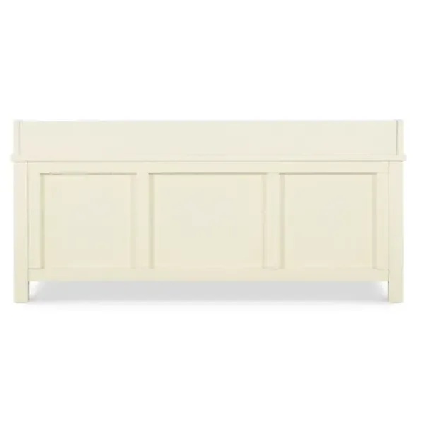 Benches & Ottomans-Kirkland's Home White Wood Upholstered Storage Bench White/Gray
