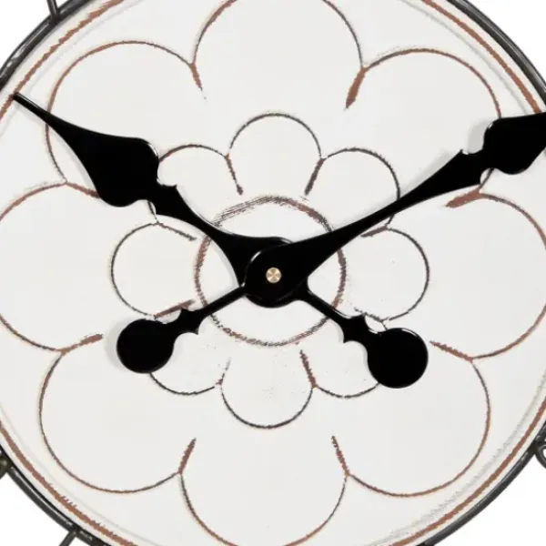 Clocks-Kirkland's Home White Wood Vintage Farmhouse Clock