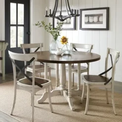 Dining Chairs-Kirkland's Home White X-Back Wooden Dining Chairs, Set Of 2 White/Brown